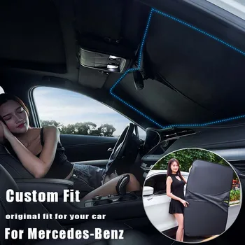  Изготовленная на заказ складная теплоизоляция Защита от ультрафиолета Автомобильное переднее лобовое стекло Солнцезащитный козырек Для Mercedes-Benz A B Class w169 w176 w245 w246 Изображение