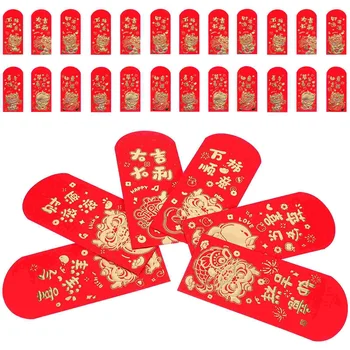 Китайский Новый год Красные конверты 30шт Большой красный пакет 2024 год Дракон Хун Бао Весна Китайская свадьба с карманами на удачу Изображение