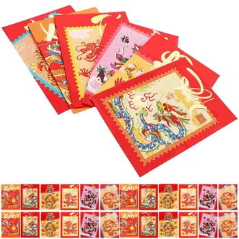 Китайский Новый год Счастливые красные конверты Хунбао Год Дракона Удача Денежные конверты Китайский Новый год Красные конверты Изображение