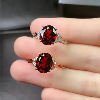 Кольцо с имитацией натурального граната, женский дизайн ниши, простое открывающее кольцо, ювелирные изделия красного цвета драгоценных камней Изображение