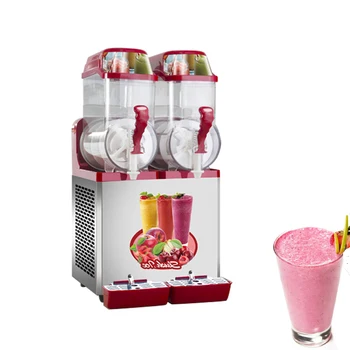 Коммерческая машина для таяния снега Смузи с двойным резервуаром Электрическая машина для приготовления замороженных напитков Изображение