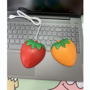Креативная Мультяшная Проводная Клубничная USB-мышь Симпатичная фруктовая мышь для ноутбука Изображение