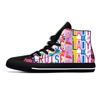 Круиз Леди Фламинго Высокие Кроссовки Мужские Женские Подростки Повседневная Обувь Холст Беговая Обувь 3D Печать Дизайнер Легкая обувь Изображение