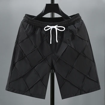 Летние мужские шорты Черный 2023 Новый однотонный повседневный эластичный талия Шорты оверсайз Летняя мужская одежда Плюс размер M-7XL Изображение
