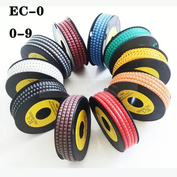 маркировка кабеля Маркер проводов EC-0 500шт Номер от 0 до 9 Размер кабеля 1,5 кв.мм микс Цветные ПВХ кабельные маркеры Маркер изоляции Изображение