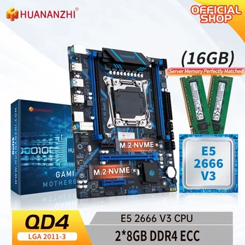 Материнская плата HUANANZHI X99 QD4 LGA 2011-3 XEON X99 с Intel E5 2666 v3 с 2 * 16 Гбит/с DDR4 RECC комбинированный комплект памяти NVME SATA Изображение