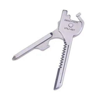  Мини нож для распаковки ОтверткаMulti Tool 6in1 Нержавеющая сталь Utili-Key Кольцо для ключей Подвеска Карманный резак мультитул Изображение