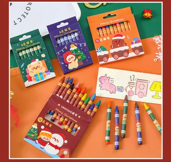 Моющиеся карандаши для детей, карандаш для пальцев, 8 цветов, 12 цветов, студент, детская раскраска, мальчик, девочка, день рождения, рождественская гифка Изображение