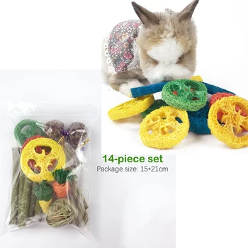 Набор жевательных игрушек для мелких животных для кролика, кролика, хомяка, гвинеи, шиншиллы, чистки зубов, молярных шлифовальных игрушек, аксессуаров для домашних животных Изображение