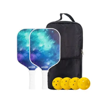 Набор ракеток для пиклбола из 4 устройств с сумкой для пиклбола 2 ракетки для пиклбола Pickle Ball Открытый мяч для помещений 10 мм Изображение