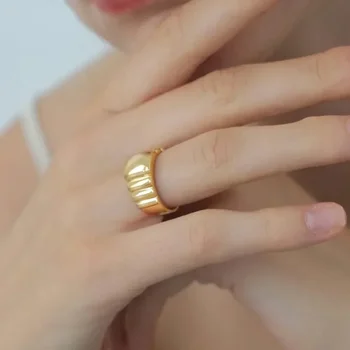 нержавеющая сталь золотой цвет серебристый цвет геометрический палец простые кольца для женщин отличное качество новинка в корейской моде Изображение