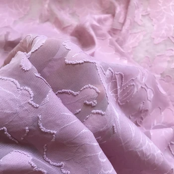 Один метр лето новое Шифон тиссу Розовый фиолетовый низ жаккардовая ткань Модное платье одежда шифоновая ткань Изображение