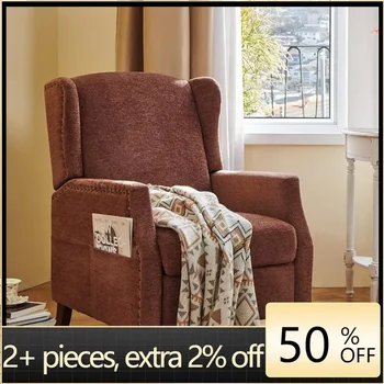 Одноместный кресло-диван с откидной спинкой с деревянными ножками и отделкой шляпкой гвоздя для кресла для гостиной для дома / спальни Кресла без груза Изображение
