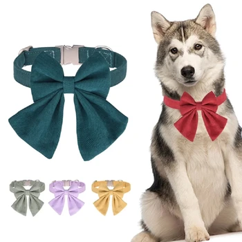  Ошейник для собак со съемным галстуком-бабочкой Регулируемые банты для маленьких собак с металлической пряжкой Ошейник для собак с бантом для маленьких средних собак Изображение