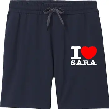 Персонализированные шорты I Love Sara Design Мужские летние мужские шорты из чистого хлопка Изображение