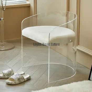 Пластиковый акцентный обеденный стул Расслабляющая гостиная Свадебный офис Обеденный стул Прозрачный Cafe Sillas De Comedor Мебель для комнаты Изображение
