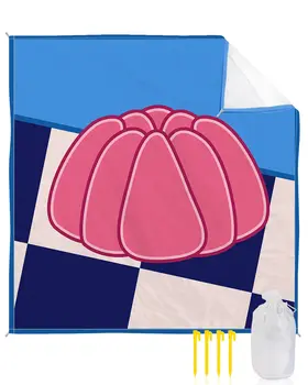 Пляжное одеяло Непромокаемый Негабаритный Синий Розовый Желе Водонепроницаемый Быстросохнущий Безпесочный Коврик Для Путешествий На Открытом Воздухе Кемпинг Пеший Парк Изображение