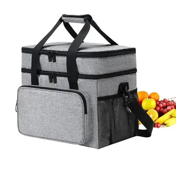 Портативная сумка для ланча Холодильник для еды Ланч-бокс Тоут Бесшовные термопрессованные принадлежности для хранения обеда для пляжа, походов, путешествий и Изображение