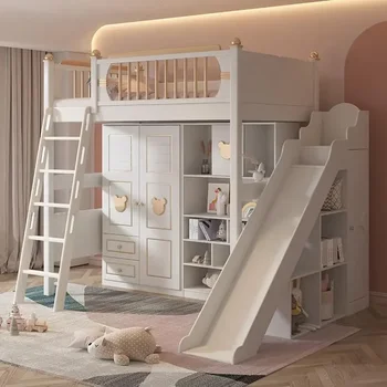 Простая многофункциональная двухъярусная современная детская кровать для мальчиков и девочек спальня кроватиbeliche детская мебель для спальни GY50CB Изображение