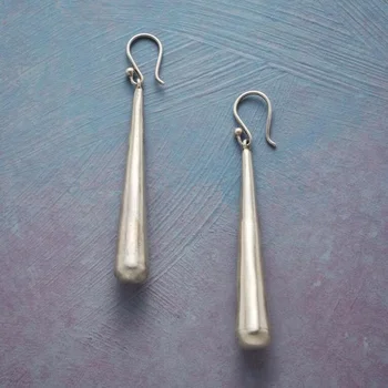  Простой серебряный цвет Длинные серьги-крючки Простая мода Висячие серьги для женщин Помолвочные ювелирные изделия Изображение