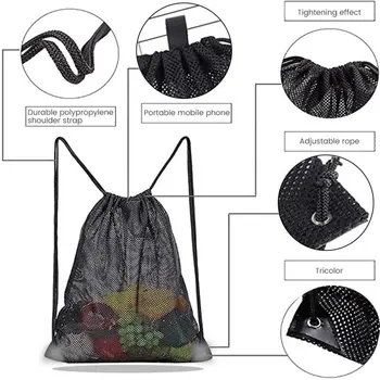 Прочная сумка на шнурке с сетчатым дизайном для спортивной упаковки на открытом воздухе Изображение
