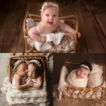 Реквизит для новорожденных Аксессуары для новорожденных Фотография новорожденных Съемка Baby Milestone для Bebe Photo Ретро Плетеная корзина Студия Изображение