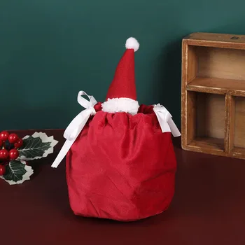 Рождественская сумка, Подарочная сумка Санта-Клауса, Подарочная сумка, Бархатная сумка на шнурке, Сумка для яблок, Рождественское подарочное украшение Изображение