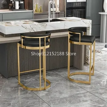 Роскошный кухонный барный стул Портативный открытый дизайн Бар Спинка Дизайнер Красота Итальянский салон Sillas Para Sala De Estar Мебель Изображение