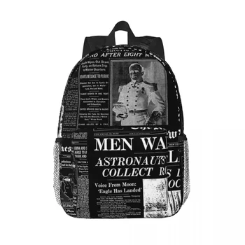  Рюкзаки с газетной печатью Сумка для подростков Мультяшные студенты Школьные сумки Дорожный рюкзак Сумка через плечо Большая емкость Изображение