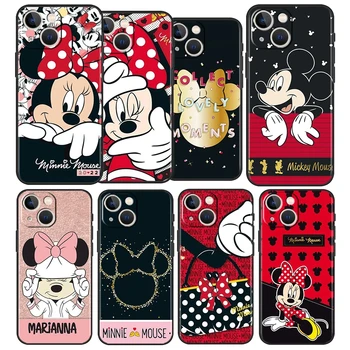 Симпатичный чехол для телефона Disney Mickey Minnie для IPhone15 14 Pro Max 12 13 Soft 11 XR Mini X 8XS Tpu 7 SE2 6Plus Пара Bad Bunny Чехол Изображение