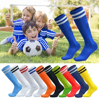 Спортивные футбольные носки Футбольные носки с нескользящим захватом Детские носки для бега на открытом воздухе Изображение