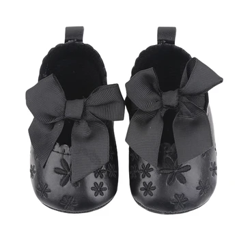 Стильный и удобный: Baby Girl Bowknot Princess Shoes на осень! Нескользящая обувь на плоской подошве с мягкой подошвой для малышей, которые впервые начинают ходить Изображение