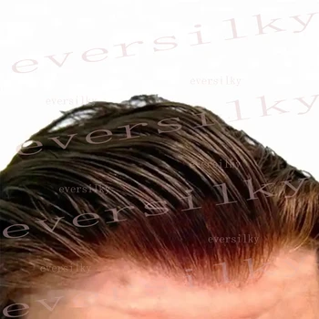  Супер прочное дышащее тонкое моно кружево с полиуретановой основой блондинка 100% человеческие волосы натуральные волосы мужские парики замена протеза Изображение