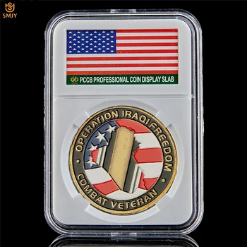 США Военная монета вызова Иракская свобода Ветеран боевых действий Медаль на пенсии Памятная монета Значок Подарочная коллекция с PCCB Изображение