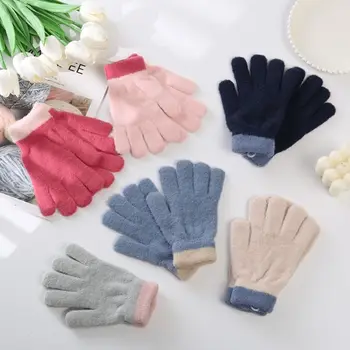 Толстые детские перчатки Мультяшные трикотажные перчатки без пальцев Перчатки без пальцев Варежки для детей Изображение