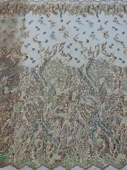 Тюль Кружево Африканская кружевная ткань с S-1308685 Вышивка Французские пайетки Сетчатые кружевные ткани для свадебной вечеринки Изображение