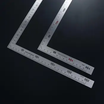 Учебный металлический двусторонний измерительный инструмент Школьные принадлежности L-образная линейка Линейка 90 градусов Прямая линейка 90 градусов Угловая линейка 90 Изображение