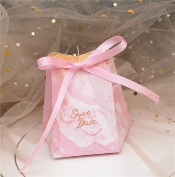 Фавор конфеты Коробка сумка Новая крафтовая бумага пятиугольного типа Свадебные подарочные коробки для пирогов Пакеты для вечеринок Экологически чистая крафтовая акция Изображение