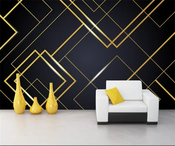 Фотообои Современный простой узор сшивания золотой линии геометрический фон спальни декоративные обои Изображение
