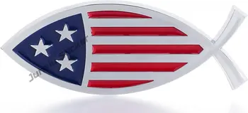 Христианская рыба США флаг автомобильная эмблема автомобильные наклейки забавные наклейки крышка царапины украшение для бампера кузов лобовое стекло внедорожник декор Изображение