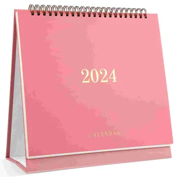 январь 2024-июнь Настольный календарь Планировщик блоков заметок Ежемесячный календарь Настольный календарь из плотной бумаги (розовый) Изображение