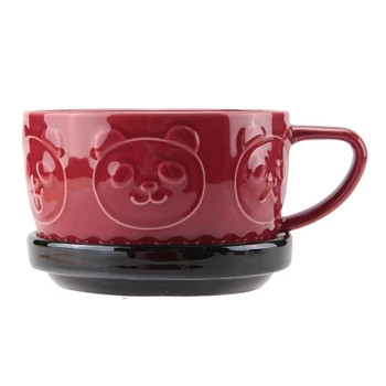 Японская симпатичная кружка Креативная керамическая кофейная чашка Shiba Inu Panda с крышкой Домашняя пара Молоко Чашка для завтрака Чашка для воды Изображение